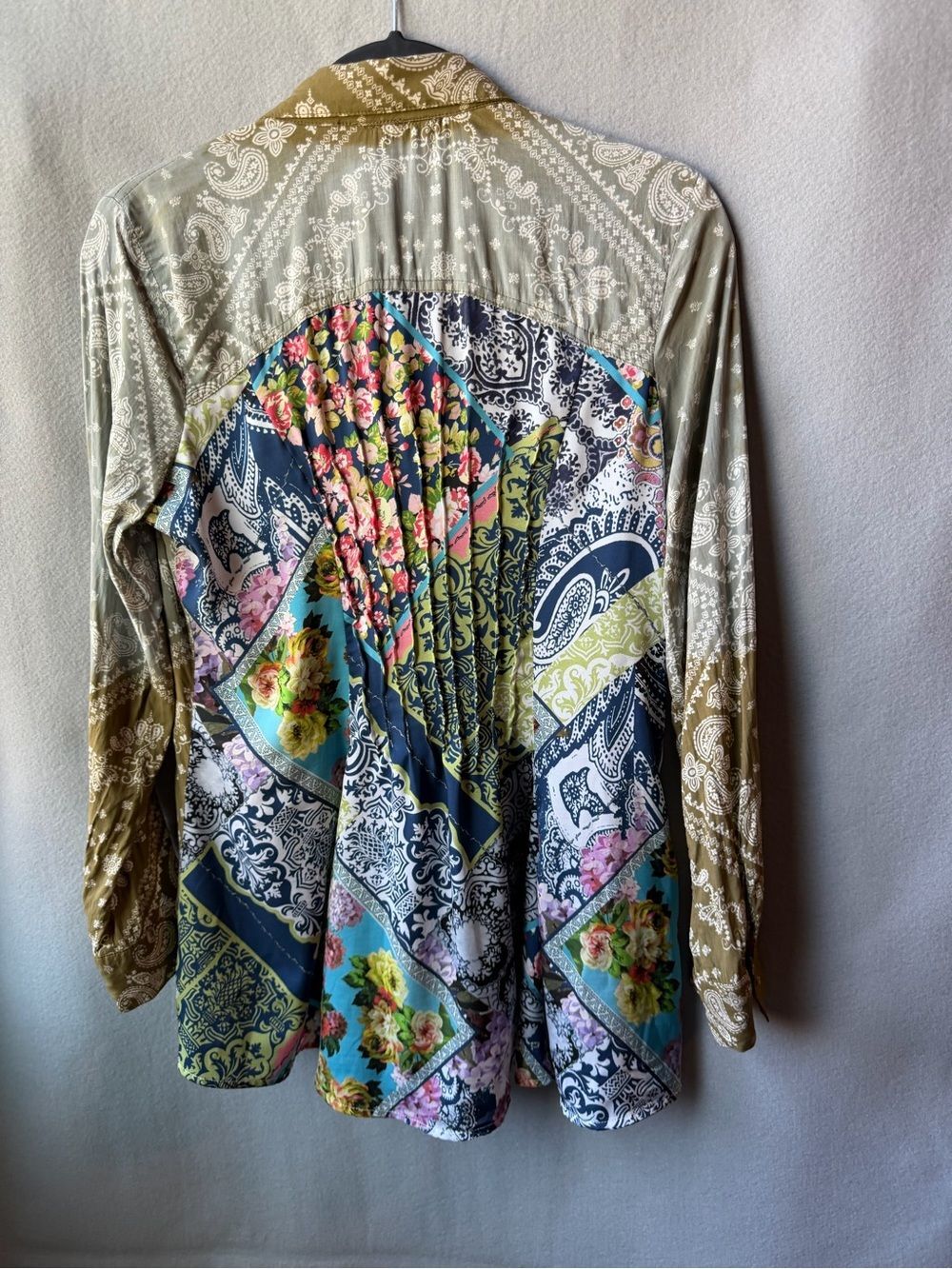 Aratta Silent Journey Floral Embroidered Boho Patchwork Paisley Button Up Top XS - Picture 7 of 11
